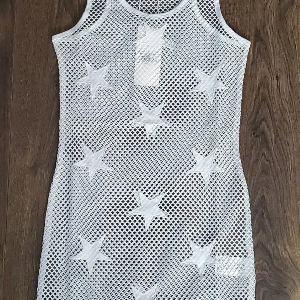 NEW Zoe Karssen WHITE STAR MESH TANK Dress XS 6/8 uk - Picture 5 of 6